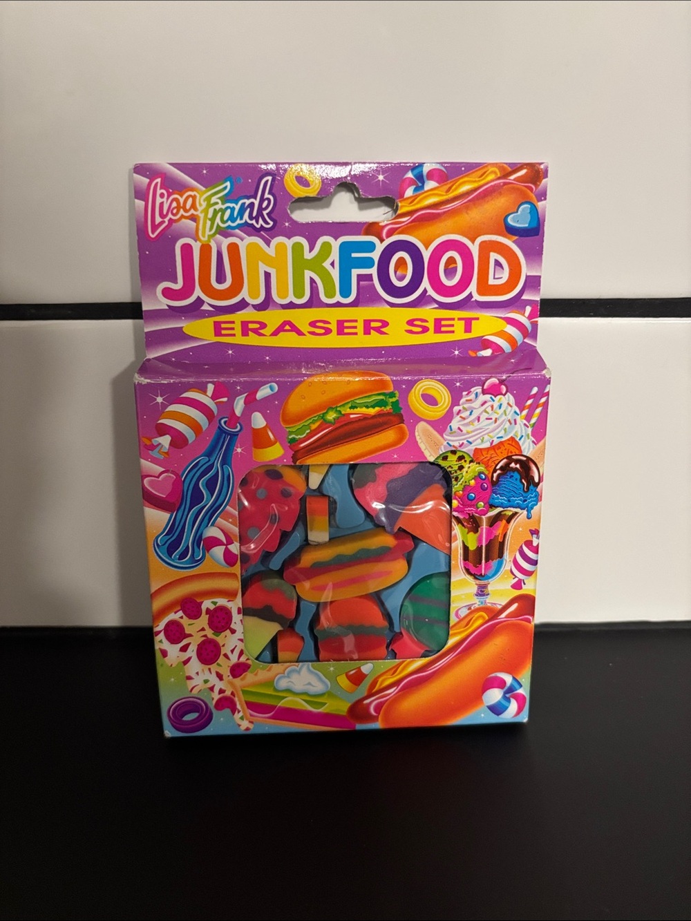 Vintage Authentic 80’s Lisa Frank Junkfood Eraser Set NWT